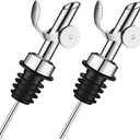 Pafusen 2 Pack Liquor Pour Spout, Auto Flip Olive Oil Dispenser Spout, Pour Spout for Liquor Bottles, Olive Oil Spout, Bottle Pourers for Alcohol Wine Syrup Home Bar Accessories Silver