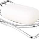 Soap Dish Stainless Steel Bar Soap Holder for Shower Bathroom, Self-draining Soap Dishes Sponge Holder for Kitchen Sink, Easy Cleaning Quick Dry(Soap Saver Not Included) (1 Pack Arch, Chrome1 Pack)