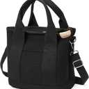 Small Tote Bags for Women Canvas Purses with Zipper Crossbody Mini Tote Satchel Hobo Work Beach Bag Shoulder Handbags