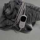 Homemate Heated Blanket Electric Throw - 50"x60" Heating Blanket Throw 1/2/4/6/8 Hours Auto-Off 10 Heat Levels Over-Heat Protection Soft Flannel Sherpa Heater ETL Certification (Light Grey (Striped))