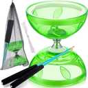 Simgoing Chinese Yoyo Diabolo Set Includes Colorful Chinese Yoyo with 2 Pieces Diabolo Sticks, 1 Piece String, 1 Net Bag for Fun(Green,Popular Style)