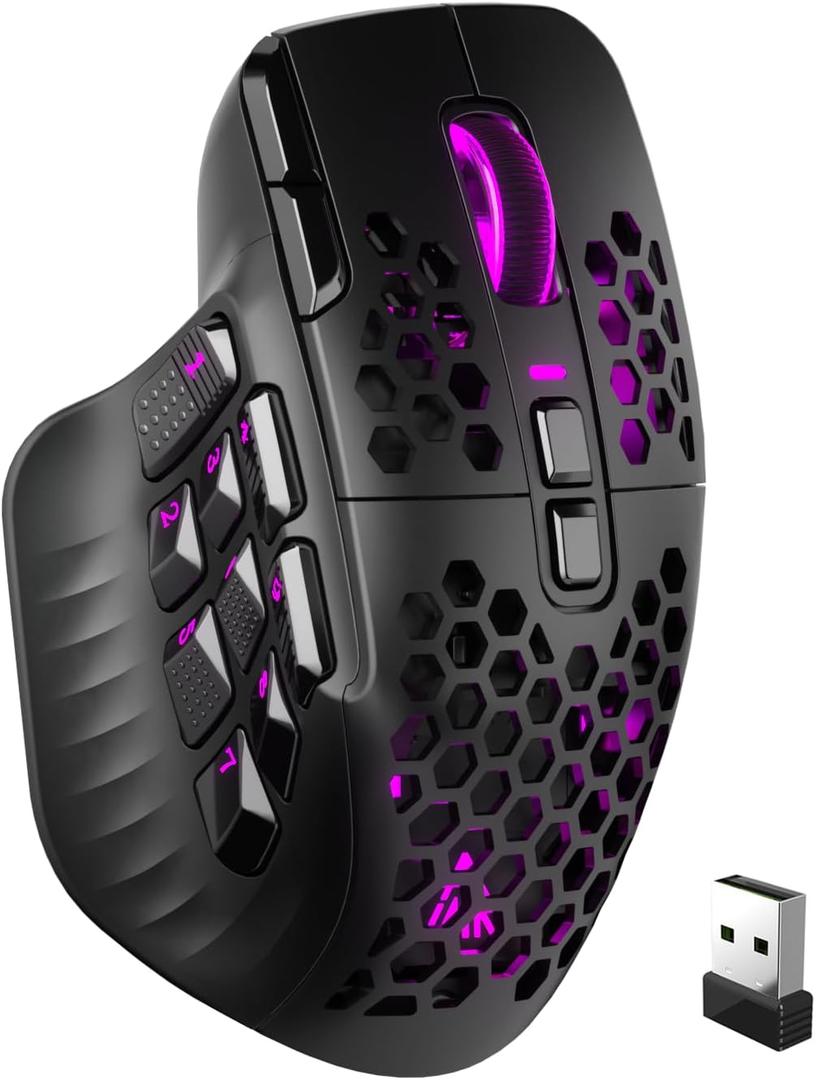 SOLAKAKA SM809 Pro MMO Gaming Mouse with 9 Side Buttons,24000 DPI RGB Mouse for Gamer,16 Programmable Macros MMO Mouse, Black