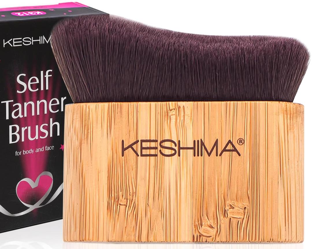 Keshima Self Tanner Brush, Large Tanning Brush for Face and Body, Kabuki Tan Applicator for Smooth and Even Coverage Keshima Self Tanner Brush, Large Tanning Brush for Face and Body, Kabuki Tan Applicator for Smooth and Even Coverage