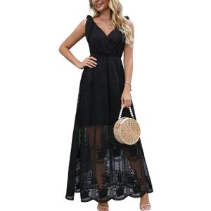 Women's Casual Off Shoulder Lace Maxi Dress Boho White Bridesmaid Wedding Evening Party Dresses M