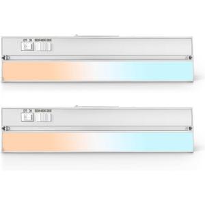 2 Pack 16" LED Hardwired Under Cabinet Lighting, 14W 1000LM, 3CCT (3000K/4000K/5000K), Easy Install Under Counter Lighting for Kitchen CabinetsCloset, Shelves,YT-4201B-16-2