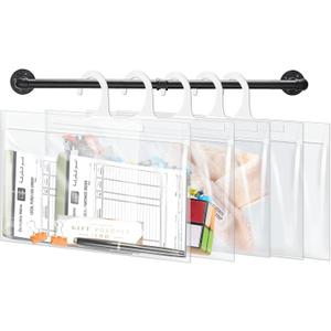 24 Pack Hanging Storage Bags, Large Hook 7.5 x 10.5-inch Clear Plastic Bags for Classroom, Library, and Pharmacy Use