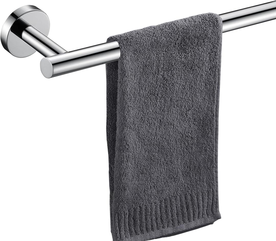 Towel Bar for Bathroom Polished Chrome, 27Inch Towel Rack Wall Mounted, Thicken Round Bath Towel Holder Rod SUS304 Stainless Steel, Heavy Duty Dish Cloths Hanger for Bathroom, Kitchen
