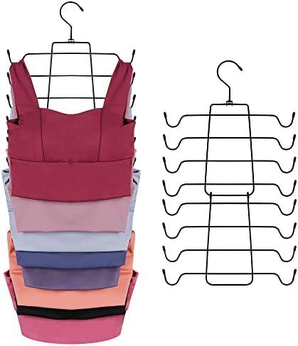 ZEDODIER Tank Top Hanger, 2 Pack Space Saving Bra Hangers, Non-Slip Hanging Sport Bras Holder, Closet Organizers and Storage for Camisoles Tank Tops Bras Ties Swimsuits Strappy Dress, Black
