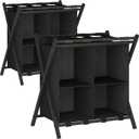 aboxoo 2 Pack Luggage Rack with storage, Guest Room Folding Suitcase Stands, Holds up to 120 lb, Space Saving Suitcase Holders for guest room, Bedroom Hotel, Black