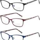 Small Bifocal Reading Glasses Women Blue Light Computer Reader Clear Top Cateye Ladies Designer Stylish Eyeglasses (Multicolor)