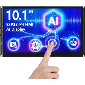ELECROW ESP32 Display 1024x600, 10.1 Inch HMI ESP32-P4 IPS Touch Screen, Support AI Speech Interaction, ESP32-P4 Dual-Core Processor, Up to 400MHz, Compatible with Arduino, ESP-IDF (Without Camera)