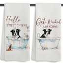 Funny  Dog Hand Towels, Hello Sweet Cheeks Bathroom Decor, Dog Gifts Decorative Hand Towels for Bathroom Washroom Restroom, 16x24 Inch Set of 2