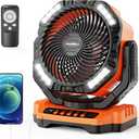 40000mAh Battery Operated Camping Fan, Rechargeable Fan High Velocity, Portable Fan With Remote & Timer - Battery Powered Fan for Car Travel RV Camping Gear Hurricane Emergency Power Outage Essentials (D13-Orange)