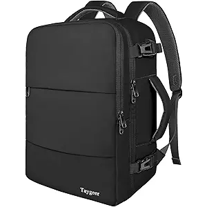 Taygeer Travel Backpack for Men Women, Carry On Backpack with USB Charging Port & Shoe Pouch, TSA 17.3inch Laptop Mochila Flight Approved, Nurse Bag Casual Daypack for Weekender Business Hiking,Black Xl