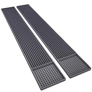 Noverlife 2PCS Countertop Bar Mats, 24x3in Flexible Non Slip Gray Glass Drying Mats for Restaurant Kitchen