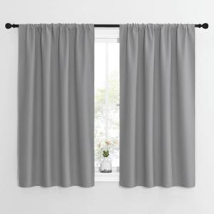 NICETOWN Short Curtains for Small Window - Home Decoration Thermal Insulated Rod Pocket Blackout Blinds & Drapes for Small Windows (Silver Grey, 2 Panels, W42 x L54 -Inch)