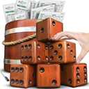 SWOOC Games - Yardzee, Farkle & 20+ Giant Dice Games (All Weather) with Wood Bucket, 5 Scorecards & Marker - Yard Dice Outdoor Game - Large Dice Jumbo - Giant Yard Games - Outside Games - Lawn Games