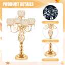 5-Arm Crystal Candelabra Centerpiece 23.2" Tall - Elegant Candle Holder Stand with Crystal Bowl, Chic Table Decor for Weddings, Parties, Anniversary & Home Decoration (4, Gold)