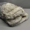 Luxury Plush Faux Fur Throw Blanket with Aztec Pattern, Super Warm, Fuzzy, Elegant, Fluffy Decoration Blanket for Couch, Armchair, Sofa and Bed, 50''x 60'', Cream