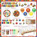 173 PCS Building Block Birthday Party Decorations - Plates, Napkins, Cups, Cutlery, Cake & Cupcake Toppers, Banner, Hanging Swirls, Tablecloth, Balloons for Boys' Kids' Birthday Party, Serves 20