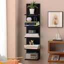 Versatile 5 Tier Wall Shelf Unit, Floating Shelves with 3 Remote LED Lights, Lack Wall Shelf for Home, Bedroom, Living Room and Vanity Decor (Black)