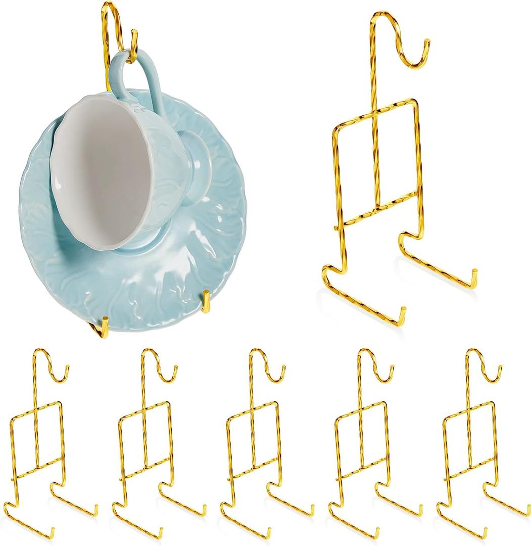8 Pieces Tea Cup and Saucer Display Holder Rack Metal Saucer Tea Cup Holder Display Coffee Mug Organizer for Plate Teapot 6.22 x 2.44 Inches (Rose Gold, Spiral Style) 8 Pieces Tea Cup and Saucer Display Holder Rack Metal Saucer Tea Cup Holder Display Coffee Mug Organizer for Plate Teapot 6.22 x 2.44 Inches (Rose Gold, Spiral Style)