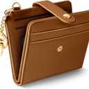 Jogjam Caramel Rfid Ladies Wallet, Small Slim Thin Compact Credit Card Women Wallet, PU Leather Bifold Cash Zipper Coin Pocket ID Window for Female Gifts