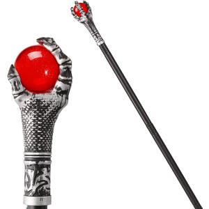 Spooktacular Creations Halloween Walking Cane, Fire Dragon Claw Round Staff for Wizard Costume Scepter Accessories for Halloween Party Pretend and Play Costume, Dress Up Parties (Red)