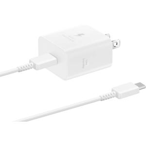 SAMSUNG 25W Wall Charger Power Adapter with Cable, Super Fast Charging, Compact Design, Compatible with Galaxy and USB Type C Devices, White