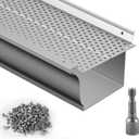 VEVOR Gutter Guard, 5 inch Width, Aluminum Leaf Filter DIY Gutter Cover, 52 PCS 208 ft Total Length, 0.157'' Hole Diameter & 0.02'' Thick Fits Any Roof or Gutter Type (Silver)