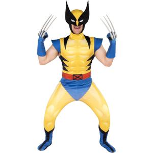 MARVEL Wolverine Official Adult Deluxe Zentai Halloween Costume-Deluxe Two-Way Stretch Spandex Suit with Gloves and Claws (Yellow, M)
