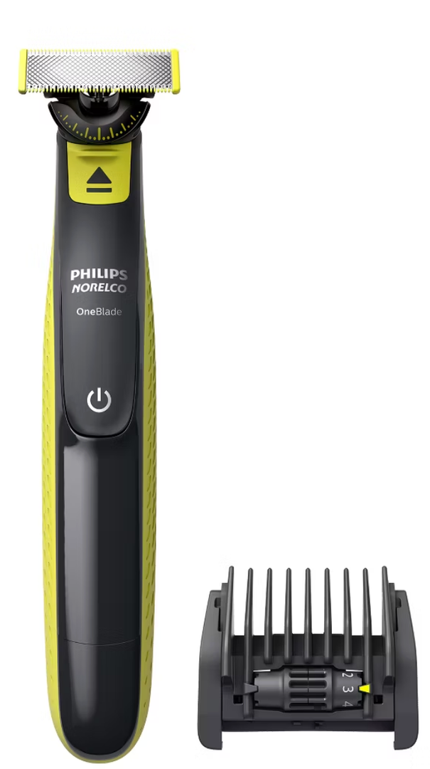 Norelco Philips OneBlade 360 Hybrid Face, Electric Beard Trimmer and Shaver, with 360 Blade Technology, 1x 360 Blade for Face, 5in1 Adjustable Comb, Model QP2724/90 (Black & Lime Green)