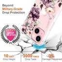 Hungo Compatible with iPhone 15 Case for Women Floral Flower Clear Design Cute,Girly Girls Flower Case Compatible with Phone 15 Pink Rose