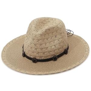 GEMVIE Womens Mens Straw Panama Hat Wide Brim Fedora Summer Beach Sun Hat UPF50+ Straw Hat for Unisex Khaki