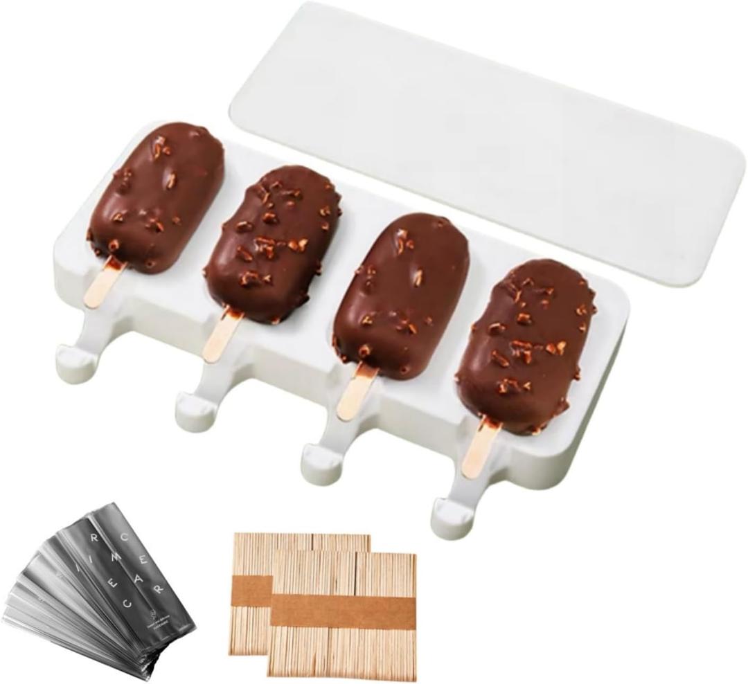 Silicone Popsicle Molds Set, Cakesicle Molds Silicone, Cake Pop Molds, Ice Cream Molds with 100 Wooden Sticks and 100 Bags, BPA Free (Large Size)