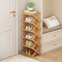 YYW Shoe Rack, Foldable Bamboo Shoes Shelf, Freestanding Shoe Storage Organiser for Entryway, Hallway, Bedroom, Closet (Wood Color, 6 Layers)