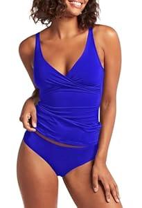 Pink Queen Two Piece Tankini Bathing Suit for Women's Ruched Tummy Control Swimsuit Sets with Bikini Bottom Large