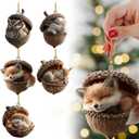 3 x 2026 New Forest Animal Acorn Christmas Ornaments, 2D Flat Cozy Forest Pine Cone Animal Decoration, Woodland Creature Hanging Acrylic Ornament for Home Decor 5PCS