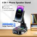Gifts for Men Women, Cell Phone Stand with Wireless Bluetooth Speaker and Colorful LED Lights, 4-in-1 Multifunctional Phone Holder Support Fast Charging, Adjustable Desktop Stand, Best Gifts