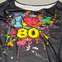 80s Outfit for Women Plus Size I Love The 80's Costumes 80s Off Shoulder T-Shirt Tops Neon Clothes Oversized (Black,2X-Large)