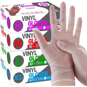 SANYU Disposable Vinyl Gloves, Powder-Free, Latex-Free, Non-Sterile, Cleaning, Housework, 4 mil, Clear, 100Pcs-Count