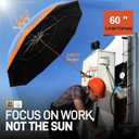 60" Folding Magnetic Umbrella,Designed for Outdoor Work,600lb Strong Suction Hvac Umbrella With Magnetic Base & Clamp,2-in-1 Sun & Rain Protection,180 Adjustable,Portable for HVAC(Orange), 55Width + 2.95FT height