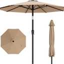 AreShark 10 FT Outdoor Patio Umbrella, Patio Table Umbrella with Push Button Tilt and Crank, Outdoor Patio Umbrellas with 8 Fiberglass Ribs, Patio Umbrellas for Market, Garden, Pool (Beige)