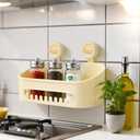 2 x suntree Suction Cup Shower Caddy - Strong Hold, Holds 22lb, No Drill Needed, Waterproof Bathroom Shelf Organizer for Shampoo Bottles, Cream White