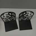 2pcs Music Book Ends Metal Heavy Duty Book Shelf Holders Music Notes Large Bookends for Shelf Decor for Office Home Library Modern Geometric Black Back to School