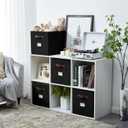 DECOMOMO Storage Baskets, 13x15x13 Storage Cube Bins with Labels for Organizing Shelves Kallax (Kallax / 4pcs, Black)