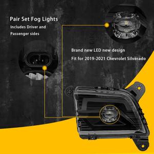 LED Fog Lights for 2019 2020 2021 2022 2023 Chevrolet Silverado 1500 2500HD 3500HD, Trucks Front Driving Fog Lamps Assembly Kit, DOT Approved - 1 Pair(No Including Wiring) (Black Lens)