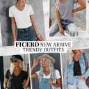 Ficerd 3 Pack Women's V Neck T Shirts, Summer Casual Short Sleeve Tops Loose Fit Rolled Sleeve Tees Trendy Shirts (XL)