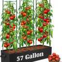 BobbleT 3 Pack Heavy Duty Tomato Cages with 57 Gallon Grow Bag, 48" Adjustable Tomato Trellis for Raised Garden Bed, Sturdy Triangle Plant Support for Climbing Vegetables, Cucumbers & Garden Plants