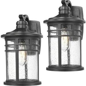 Darkaway 2 Pack Large Outdoor Porch Lights Wall Mount, 15inch Outdoor Light Fixtures Sconces Wall Lighting with Seeded Glass Exterior Lights for Patio Yard House Hallway Doorway Garage